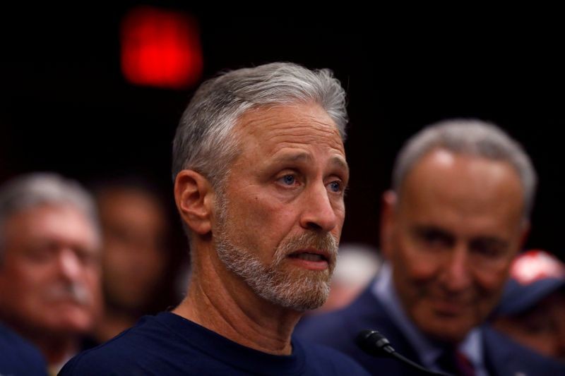 FILE PHOTO: Jon Stewart, former host of Comedy Central's "The Daily Show" speaks at a news conference following the Senate vote on the "Never Forget the Heroes Act" on Capitol Hill in Washington. (Reuters File Photo)